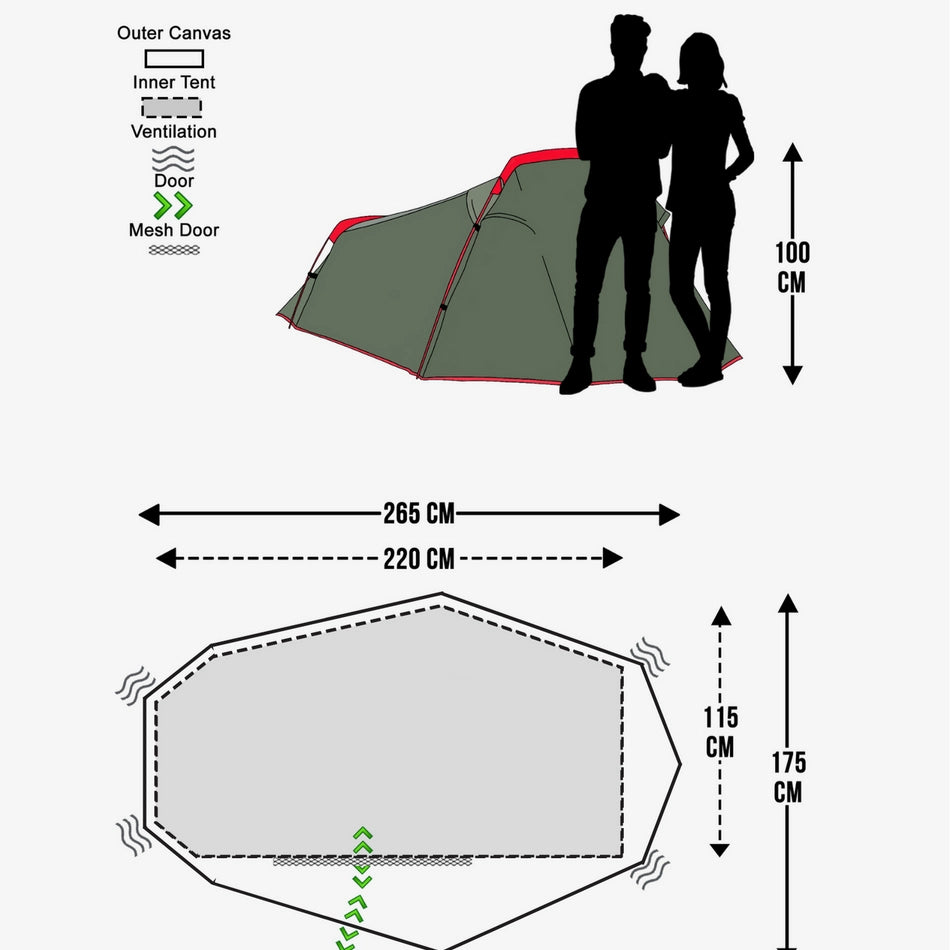 OLPRO Beckford Lightweight - 2 Berth Tent (Ripstop)