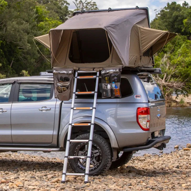 ARB Esperance Hard Shell Rooftop Tent Assembled with storage bags