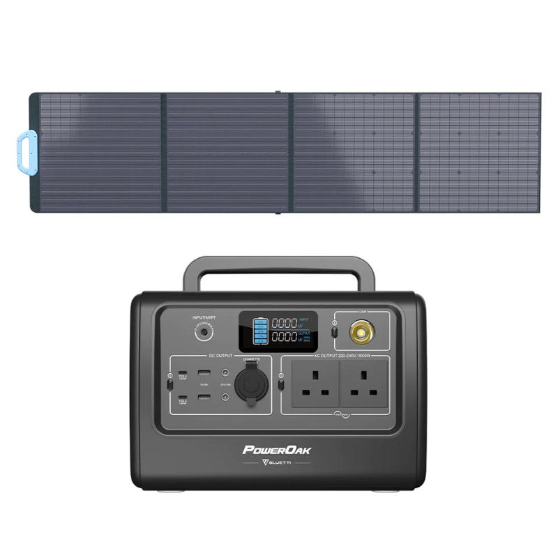 BLUETTI EB70 Power Station in Grey with Solar Panel