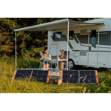 Jackery Solar 1000 Pro and Two SolarSaga Solar Panels Lifestyle