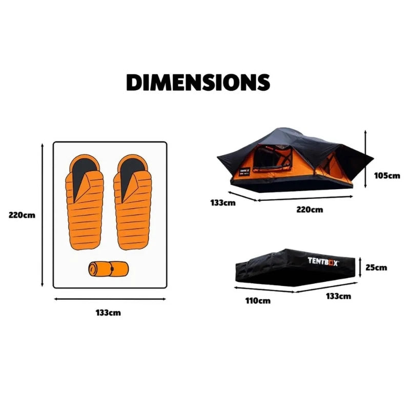 TentBox Lite 2.0 Sunset Orange - Dimensions